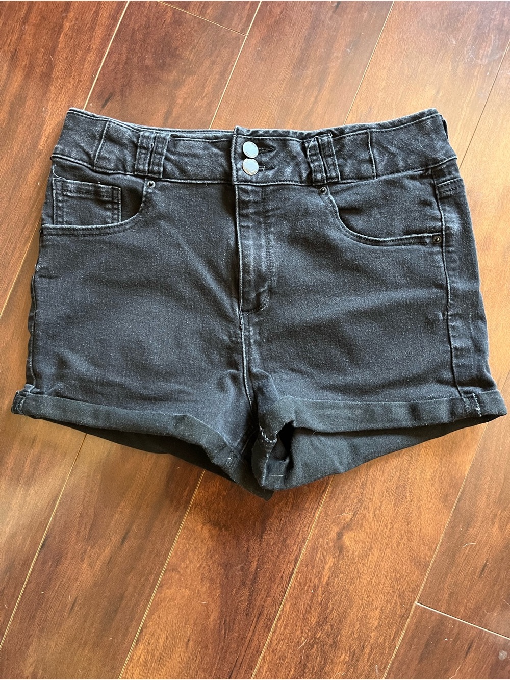Blue Spice Black Denim Shorts